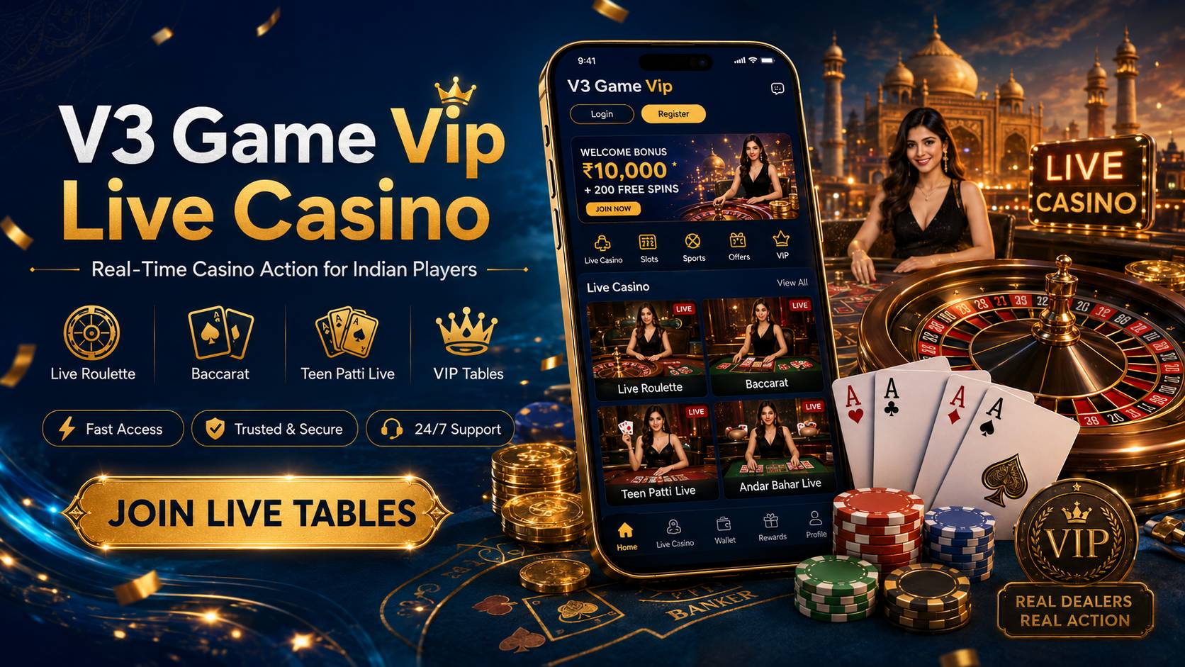 V3 Game Vip live casino section