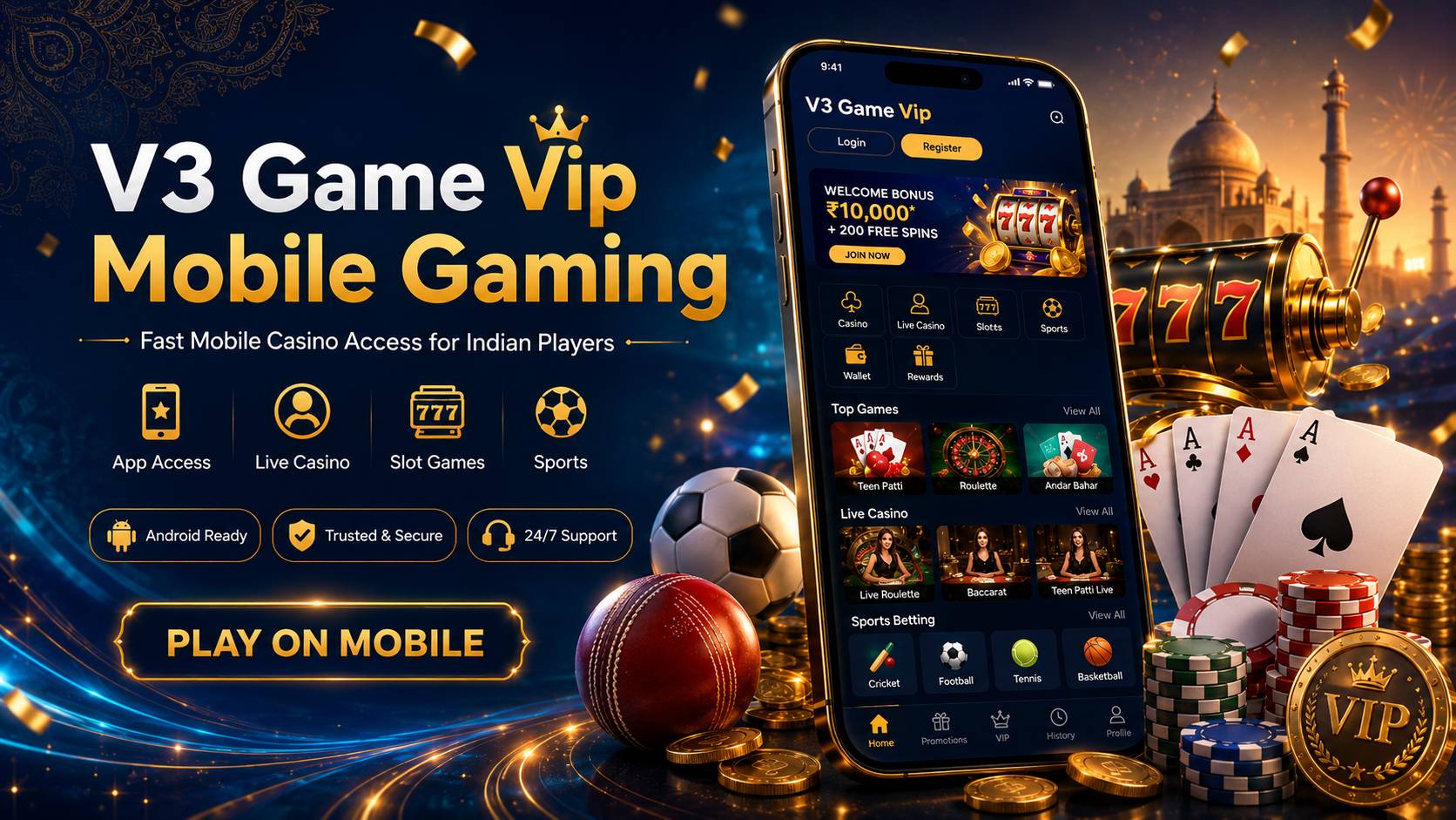 V3 Game Vip mobile casino experience