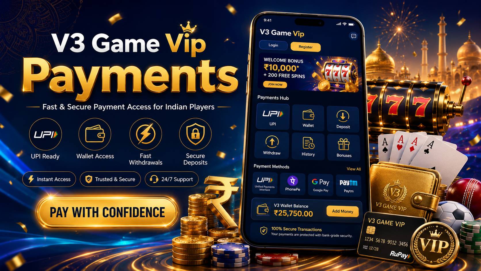 V3 Game Vip payments and account access